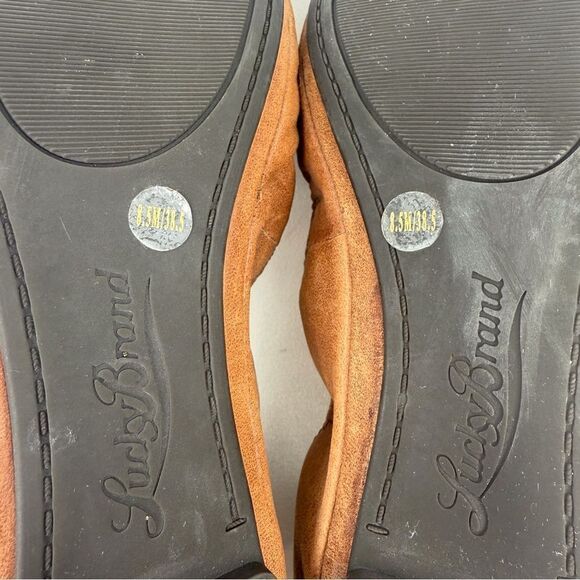 Lucky Brand Emmie Brown Leather Stretch Side Ballet Flats - Picture 12 of 16